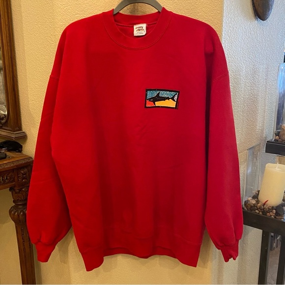 Vintage CRAZY SHIRTS Red Shark Graphic Sausalito Sweatshirt Size XL-Made in USA - Picture 3 of 6
